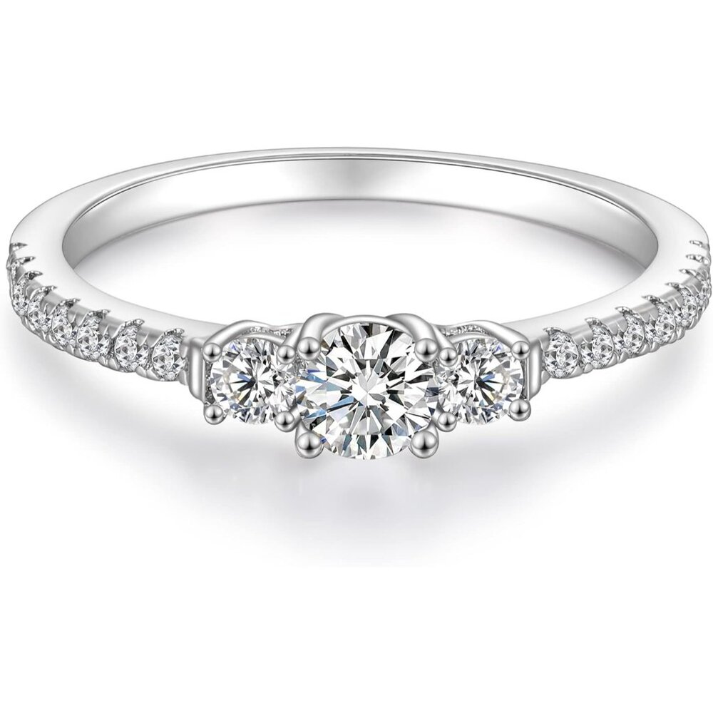 💫 Women Silver Eternity Promise Ring Cubic Zirconia CZAnniversary Band Jewelry